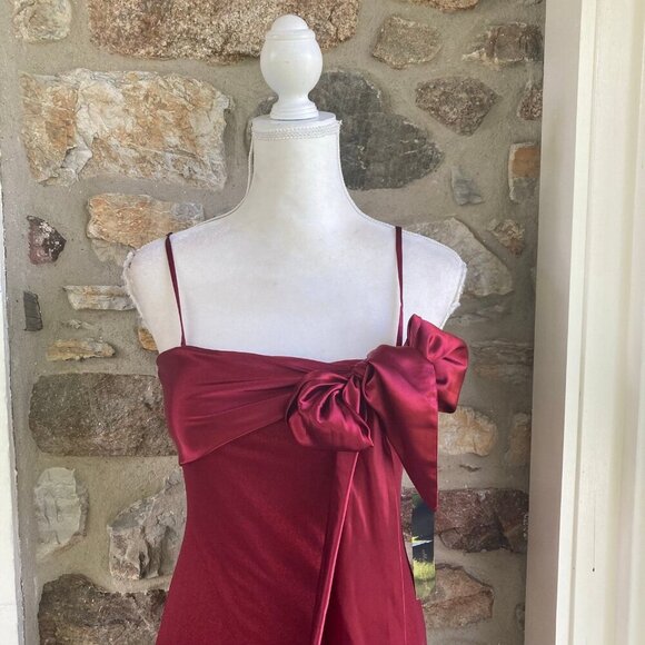 NWT Mac Duggal Couture Deadstock Vintage Satin Metalic Sparkle Bow Mini Dress 2 - Picture 3 of 13